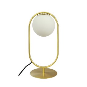 Reims 40cm Latón/blanco lámpara de mesa De Dyberg Larsen - Con un cable de tela negro de 1,6 metros de largo y un cómodo interruptor de encendido y apagado, Reims es elegante y funcional.