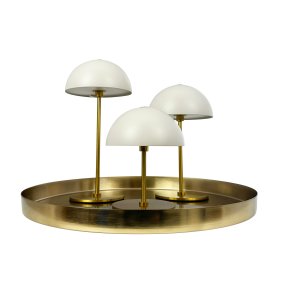 Along set 20cm Beige portátil De Dyberg Larsen - Las l&aacute;mparas inal&aacute;mbricas est&aacute;n hechas de lat&oacute;n con pantallas met&aacute;licas de colores y tienen tres niveles de luz antideslumbrantes que proporcionan una luz suave y agradable.