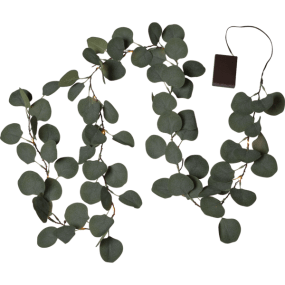 Guirnalda Eucalyptus Verde De Star Trading - Preciosa guirnalda decorativa de hojas de eucalipto verde, de 180 cm de largo, con 20 luces de color blanco c&aacute;lido.