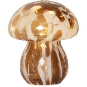 Funghi 15cm Marrón De Star Trading - Elegante decoraci&oacute;n de vidrio en forma de hongo con un hermoso patr&oacute;n marr&oacute;n y blanco, donde cada hongo tiene su propia personalidad.
