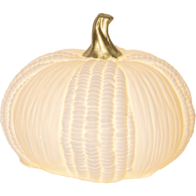 Pumpkin 12cm Blanco De Star Trading - La l&aacute;mpara de mesa Calabaza es una encantadora lamparita de porcelana blanca que emite una luz suave y c&aacute;lida.