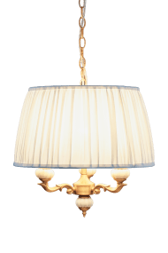 Toulouse Ø45 Oro Lámpas de techo De Aneta Lighting - La estructura metálica, con un sofisticado acabado dorado, armoniza a la perfección con la pantalla de tela blanca natural, creando un ambiente cálido y atemporal.