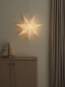 Estrella de papel bordada Ø60 Blanco De Konstsmide - Con un di&aacute;metro de 60 cm, es perfecta para colgar en una ventana y ser&aacute; un hermoso punto focal durante todo el Adviento y la Navidad.