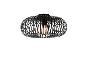 Johann Ø40 Negro plafón De Trio Lighting - La lámpara de techo JOHANN combina elegantes soportes de metal con una elegante pantalla para crear un juego de luz único que extiende un hermoso patrón por todo el techo.