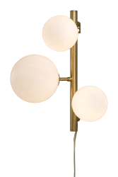 Molekyl 36cm Latón mate lámpara de pared De Aneta Lighting - Aplique de pared Molekyl realizado en metal color lat&oacute;n con 3 esferas de cristal blanco.