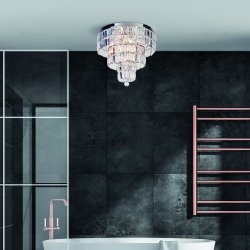 Empire Ø50 Cromo lámpara de baño De Searchlight - Con múltiples capas de prismas de cristal brillantes que reflejan maravillosamente la luz, se convertirá en un elemento exclusivo que llamará la atención en su baño.