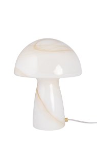 Fungo Swirl 30cm Beige lámpara de mesa De Globen Lighting - La lámpara Fungo con forma de hongo es una hermosa lámpara de mesa hecha de vidrio soplado con un decorativo patrón de espiral.