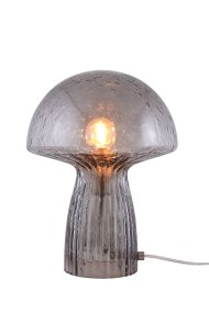 Fungo 30cm Color humo lámpara de mesa De Globen Lighting - La l&aacute;mpara Fungo con forma de hongo es una hermosa l&aacute;mpara de mesa hecha de vidrio soplado con detalles acanalados en la base.
