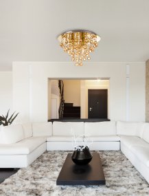 London Ø38 Oro plafón De Globo Lighting - London &auml;r en elegant plafond i guld med dekorativa prismor.