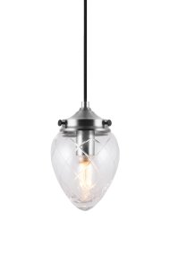 Juni Ø10 Acero antiguo/transparente lámpara de ventana De Globen Lighting - La lámpara cuenta con un cable textil de 350 cm con interruptor y enchufe.