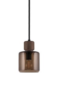 DOT Ø10 Marrón De Globen Lighting - El característico pomo de madera contrasta con la pantalla de vidrio y le da carácter.