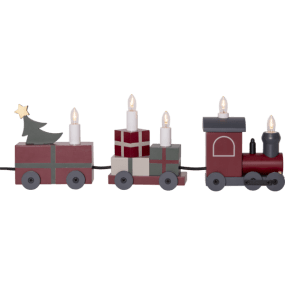 Christmas Train ROJO De Star Trading - El tren est&aacute; iluminado por luces LED colocadas en los vagones, que est&aacute;n unidos por un cable textil negro.