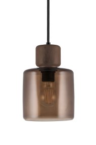 DOT Ø15 Marrón Lámpas de techo De Globen Lighting - El caracter&iacute;stico pomo de madera contrasta claramente con la pantalla de vidrio y le da car&aacute;cter.