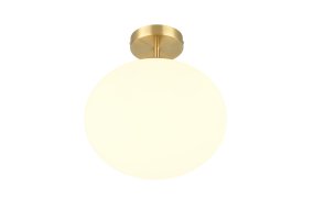 Fomento Ø30 Latón mate plafón De Trio Lighting - La elegante pantalla elíptica de cristal opalino le da a la lámpara un toque especial y distribuye la luz de manera uniforme.