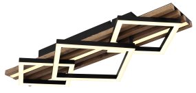 Obrien 60cm Madera plafón De Globo Lighting - Takf&auml;stet som efterliknar akustikpanel i kombination med de mattsvarta detaljerna i metall bidrar med industriell k&auml;nsla till rummet.