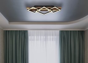 Obrien 60cm Madera plafón De Globo Lighting - Takf&auml;stet som efterliknar akustikpanel i kombination med de mattsvarta detaljerna i metall bidrar med industriell k&auml;nsla till rummet.