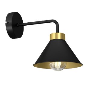 Luminery Ø17 Negro/latón lámpara de pared De Hallbergs - La fuente de luz est&aacute; encerrada en una pantalla con un interior de lat&oacute;n, que proporciona una hermosa y c&aacute;lida distribuci&oacute;n de luz.