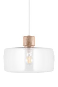 DOT Ø30 Transparente Lámpas de techo De Globen Lighting - El característico pomo de madera contrasta claramente con la pantalla de vidrio y le da carácter.
