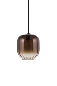 Haze Ø25 Marrón Lámpas de techo De Globen Lighting - El vidrio cambia de color y se complementa con detalles de metal negro que le dan un toque moderno.