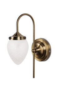 Juni 24cm Latón antiguo/blanco lámpara de baño De Globen Lighting - La l&aacute;mpara es perfecta para ba&ntilde;os y cocinas y tiene clasificaci&oacute;n IP44.
