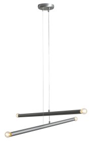 Tubo 4 100cm Acero Lámpas de techo De Artera - Está compuesta por dos tubos metálicos delgados con un elegante acabado en acero, dispuestos en diferentes ángulos para crear un aspecto dinámico y ligero.