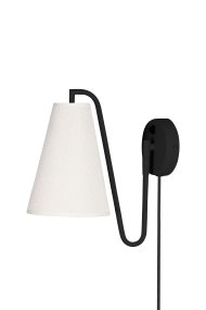 Lou 28cm Negro lámpara de pared De Globen Lighting - Lou es una l&aacute;mpara de pared funcional y decorativa con estructura tubular y pantalla de tela boucl&eacute;.