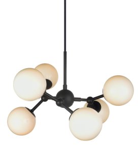 Atom 45cm Negro/ópalo Lámpas de techo De Halo Design - Las cúpulas de cristal opalino casi flotantes garantizan una agradable distribución de la luz en la habitación.