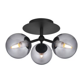 Atom Ø26cm Negro De Halo Design - Las tres pantallas de cristal ahumado garantizan una agradable distribución de la luz en la estancia.
