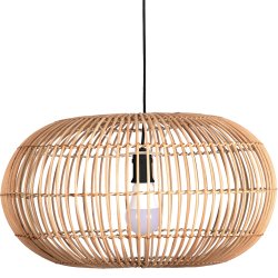 Bali Ø48 Naturaleza De Searchlight - La pantalla de bambú con suspensión y portalámparas negros en contraste crea un efecto de iluminación simple pero efectivo y agrega una atmósfera suave al interior.