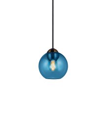 Bubbles Ø14 Azul Lámpas de techo De Halo Design - El vidrio azul combinado con los detalles de latón antiguo añade elegancia y, cuando se enciende, garantiza una hermosa distribución de la luz en la habitación.