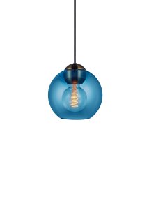 Bubbles Ø18 Azul Lámpas de techo De Halo Design - El vidrio azul combinado con los detalles de latón antiguo añade elegancia y, cuando se enciende, garantiza una hermosa distribución de la luz en la habitación.