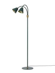 Hygge 2 Verde lámpara de pie De Halo Design - Viene con un cable de 200 cm de largo con un interruptor de encendido en la parte superior del detalle de latón para un uso fácil y conveniente.