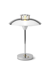 Stepp One-Two -Three 30cm Cromo portátil De Halo Design - La lámpara tiene un regulador de intensidad de 3 niveles incorporado y proporciona una agradable luz blanca cálida.