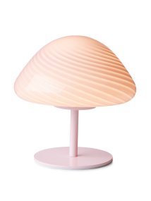 Mini Mush 17cm Rosa lámpara de mesa De Halo Design - La exclusiva pantalla en forma de onda proporciona una distribución de luz suave y agradable y es perfecta para crear un ambiente acogedor en cualquier habitación.