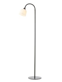 Glow 1 Negro lámpara de pie De Halo Design - La pantalla de cristal opalino garantiza una agradable distribución de la luz en la estancia y el brazo es móvil, por lo que puedes utilizar la lámpara tanto como lámpara de lectura como iluminación general decorativa.