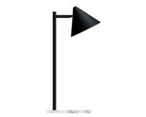 Tratt Micro 57cm Negro/mármol De Westal - La moderna l&aacute;mpara de mesa Funnel est&aacute; fabricada en acero inoxidable con recubrimiento de polvo negro y cuenta con una base de m&aacute;rmol blanco.