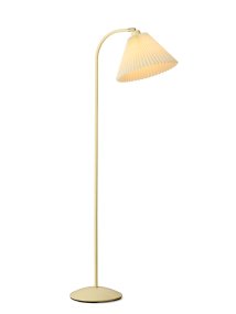 Medina Blanco cremoso lámpara de pie De Halo Design - Su estructura metálica en blanco crema se complementa con una preciosa pantalla de tela plisada del mismo color y detalles decorativos de latón.