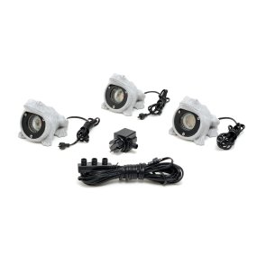 Amalfi Ranas Gris De Konstsmide - El conjunto consta de tres ranas decorativas con luces LED integradas que emiten una luz blanca c&aacute;lida y suave, perfecta para crear un ambiente acogedor en el jard&iacute;n, junto al estanque o en el patio.
