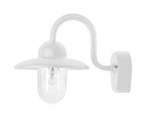 Nisse Blanco lámpara de exterior De Westal - La pantalla de cristal transparente garantiza una distribución eficaz de la luz y crea un ambiente acogedor en entradas, fachadas o patios.