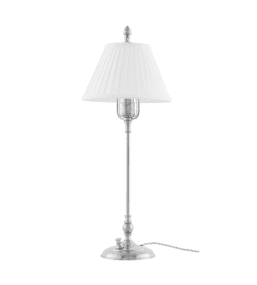 Ankarcrona Níquel De Karlskrona lampfabrik - Lampsk&auml;rmen h&aring;lls upp av en m&auml;ssingslyra, vilket ger ett gedignare k&auml;nsla &auml;n sk&auml;rmar med fasta vitlackerade lyror.