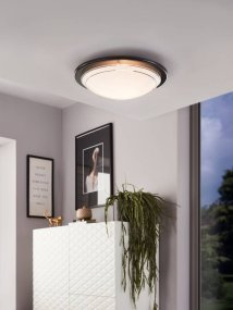 Planet Ø30 Negro plafón De Eglo - La tecnolog&iacute;a LED incorporada proporciona una iluminaci&oacute;n energ&eacute;ticamente eficiente, mientras que su perfil bajo hace que la l&aacute;mpara sea ideal tanto para techos bajos como altos.