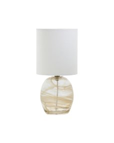 Hite 44cm Blanquecino lámpara de mesa De House Doctor - Su base redonda de vidrio est&aacute; adornada con un hermoso dise&ntilde;o en espiral de color blanco crema, lo que hace que cada pieza sea &uacute;nica y le da a la l&aacute;mpara un aspecto vibrante.