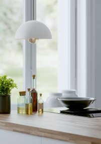 Gaetano Ø30 Blanco De Eglo - Esta lámpara colgante es ideal para mesas de comedor, encimeras de cocina o como elemento de iluminación único en salas de estar y dormitorios.