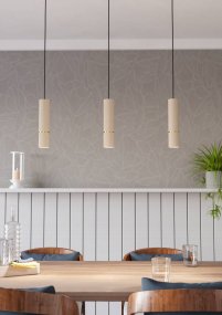 Caminia 77cm Beige Lámpas de techo De Eglo - Con su diseño minimalista y minimalista, la lámpara se adapta tanto a interiores escandinavos como modernos y proporciona una luz agradable que mejora el ambiente de la habitación.