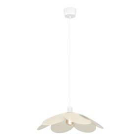 Binacua Ø60 Beige Lámpas de techo De Eglo - Binacua es una lámpara colgante decorativa con una pantalla en forma de flor, confeccionada en tela beige.