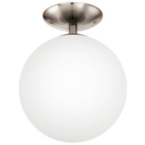 Rondo Ø25 níquel mate plafón De Eglo - Esta clásica lámpara de techo con un elegante globo de cristal opalino y una base de metal cepillado le da a su hogar un estilo atemporal y elegante.
