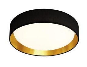Gianna Ø37 Negro plafón De Searchlight - Esta moderna lámpara de techo acrílica cuenta con una pantalla de tela negra con interior dorado y es perfecta para hogares con un interior clásico.