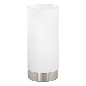 Damasco 22cm níquel mate lámpara de mesa De Eglo - Su elegante dise&ntilde;o hace que la l&aacute;mpara sea perfecta para la mesita de noche, el alf&eacute;izar de la ventana o como iluminaci&oacute;n de acento en la sala de estar.