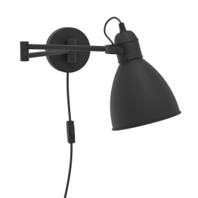 San Peri Ø15 Negro lámpara de pared De Eglo - Fácil de instalar y equipada con un práctico interruptor de encendido en el cable, esta es una solución de iluminación versátil y elegante para su hogar.