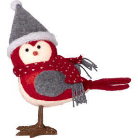Joylight Pájaro ROJO De Star Trading - Adorno navide&ntilde;o a pilas con forma de un simp&aacute;tico p&aacute;jaro con vestido de invierno.